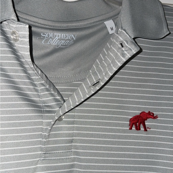 Men's Grey Striped Polo Shirt - Picture 3 of 3